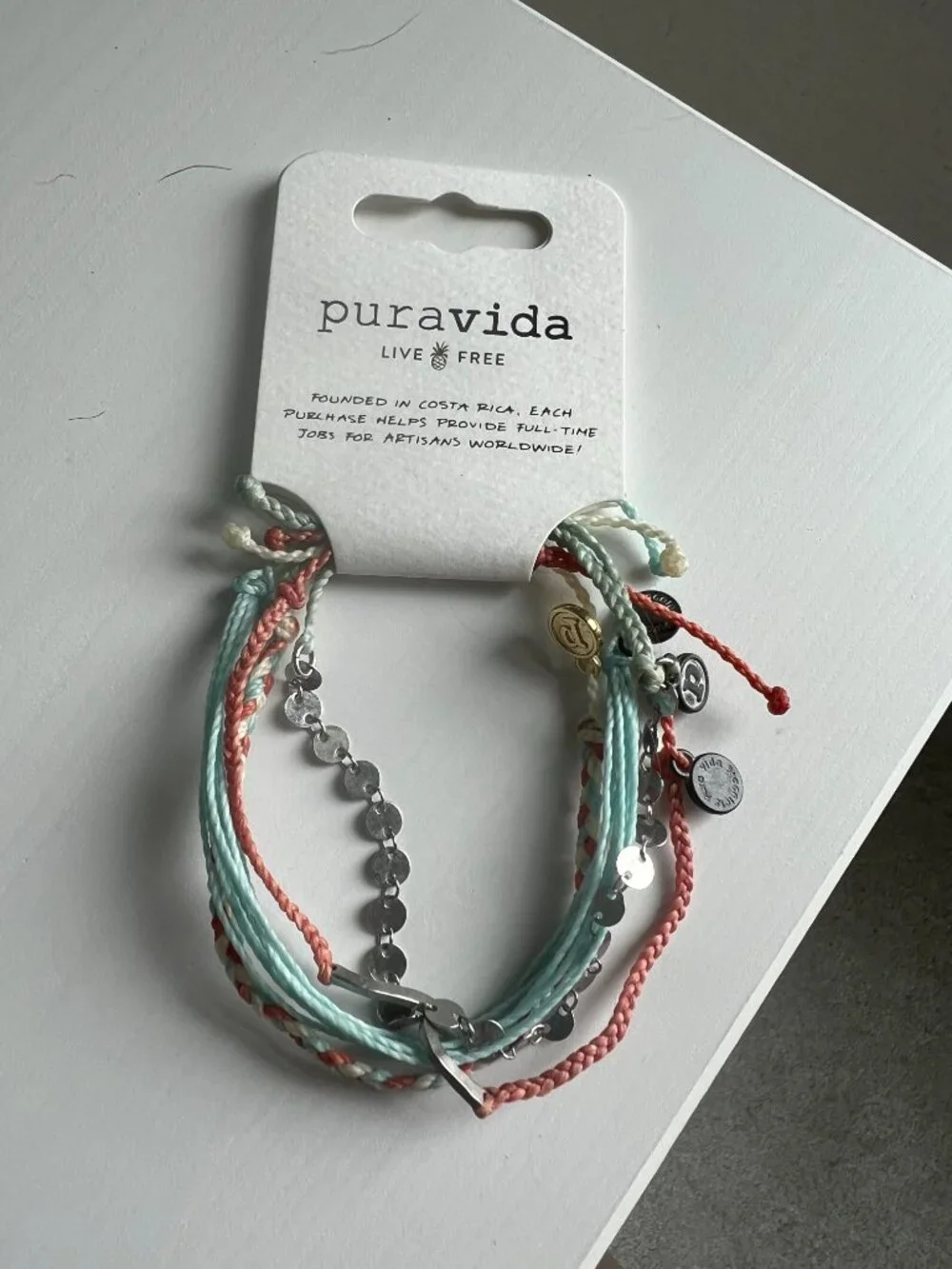 Pura Vida 4 bracelet style pack - blue and coral